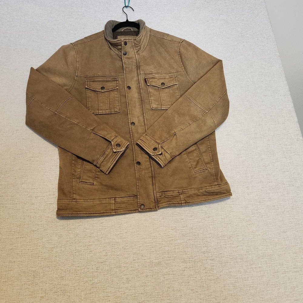 Levis Field Jacket Mens Large Brown Quilted Lined Canvas Utility Coat RN115307